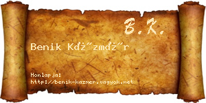 Benik Kázmér névjegykártya